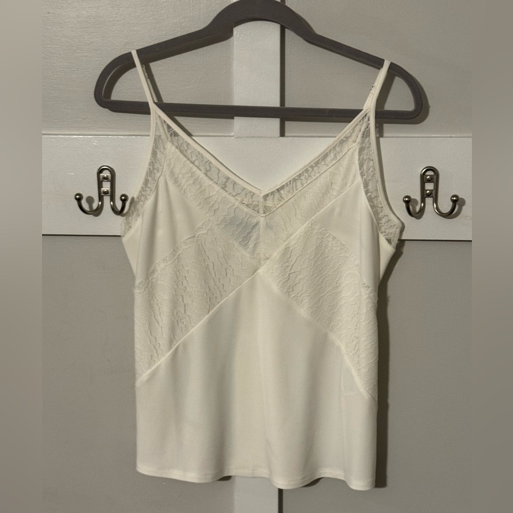 White House Cream Market Black Lace Cami